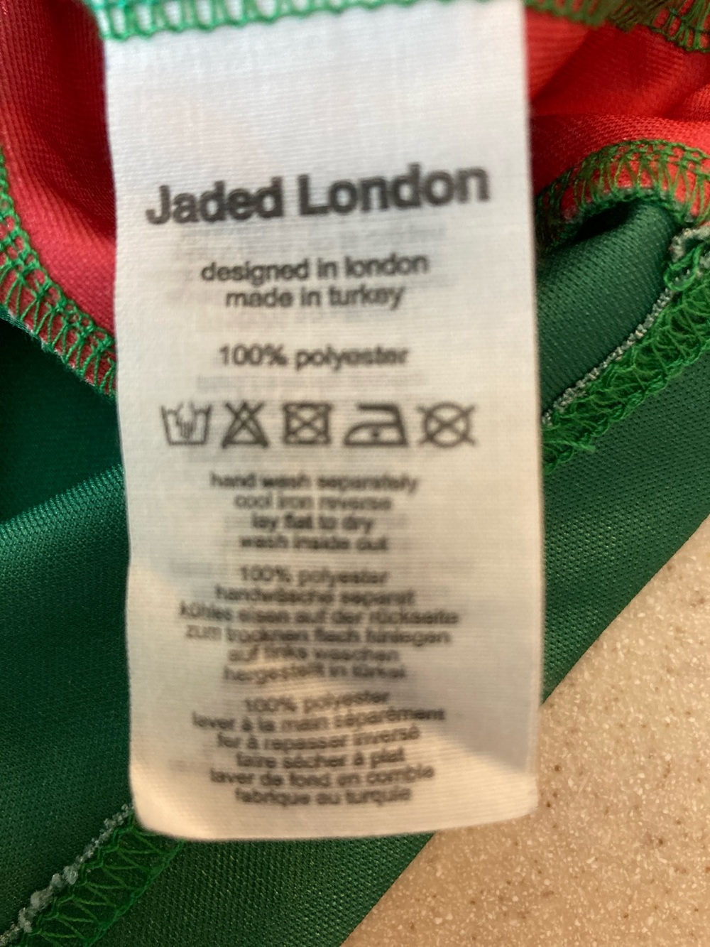 Jaded London Green Italia Crop Top Jersey with Red Trim - Picture 7 of 13
